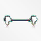 A Pair of Colorline Pentagonal Shield Sparkle Nipple Barbell*