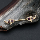 A Pair of Golden Majestic Floral Ornate Sparkle Nipple Barbell-Purple