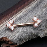 Detail View 1 of A Pair of Rose Gold Geometric Arrow Sparkles Nipple Barbell-Clear Gem