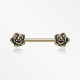 A Pair of Golden Dainty Vintage Rose Nipple Barbell