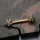 A Pair of Golden Dainty Vintage Rose Nipple Barbell