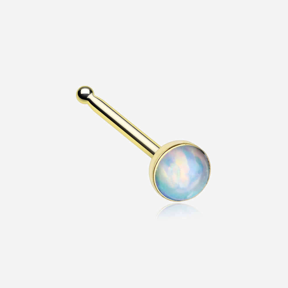Golden Fire Opal Nose Stud Ring-White