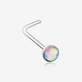 Fire Opal Steel L-Shaped Nose Ring