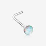 Fire Opal Steel L-Shaped Nose Ring-White