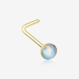 Golden Fire Opal L-Shaped Nose Ring-White