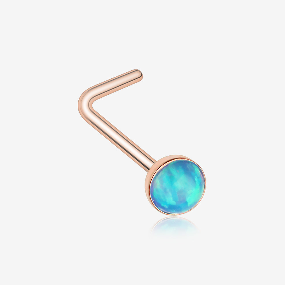 Thin 14k Gold Filled Tiny Opal Nose piercing Hoop - 2 mm Light Blue Opal  piercing Nose