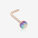 Rose Gold Fire Opal L-Shaped Nose Ring-Purple