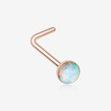 Rose Gold Fire Opal L-Shaped Nose Ring-White