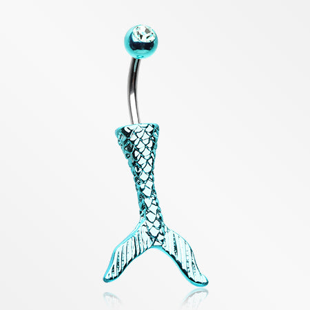 Mystic Teal Mermaid Tail Belly Button Ring
