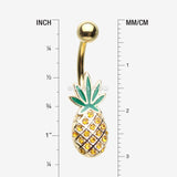 Detail View 1 of Golden Juicy Sparkle Pineapple Belly Button Ring