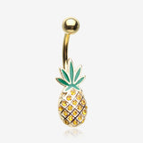 Golden Juicy Sparkle Pineapple Belly Button Ring