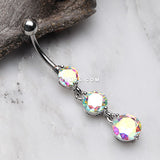 Brilliant Sparkle Dangle Chandelier Belly Button Ring-Aurora Borealis