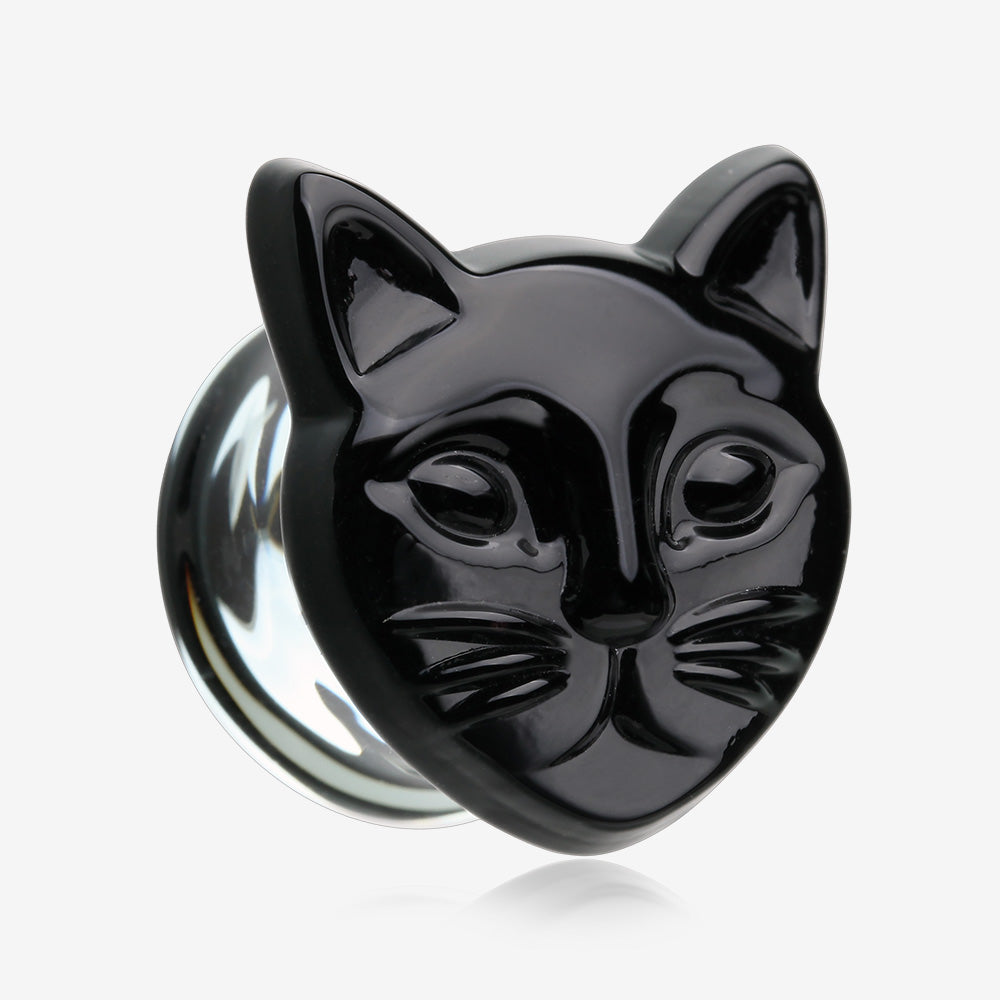 A Pair of Black Cat Head Double Flared Plug