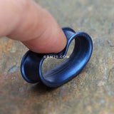 Detail View 3 of A Pair of Metallic Blue Flexible Silicone Double Flared Tunnel Plug