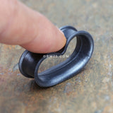 Detail View 3 of A Pair of Metallic Gunmetal Flexible Silicone Double Flared Tunnel Plug
