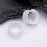 Detail View 1 of A Pair of White Flexible Silicone Double Flared Tunnel Plug