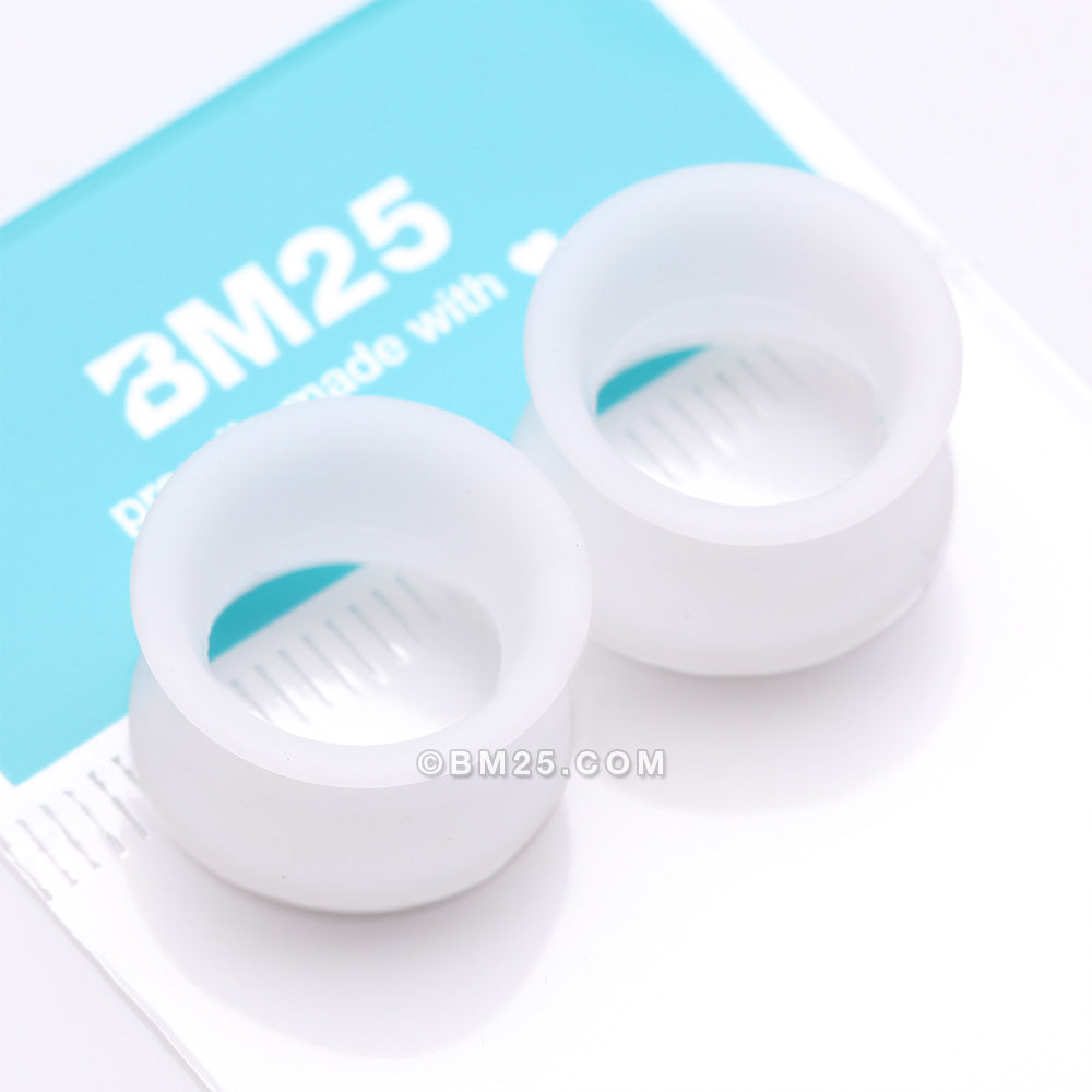 Detail View 4 of A Pair of White Flexible Silicone Double Flared Tunnel Plug