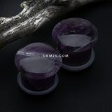 Detail View 1 of A Pair of Amethyst Convex Stone Single Flared Plug-Purple