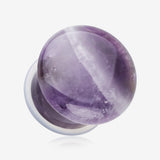 A Pair of Amethyst Convex Stone Single Flared Plug-Purple