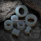Detail View 2 of A Pair of Opalite Stone Double Flared Eyelet Plug-Clear Gem/White