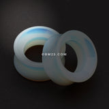 Detail View 1 of A Pair of Opalite Stone Double Flared Eyelet Plug-Clear Gem/White