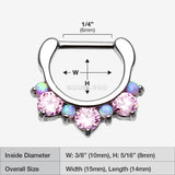 Detail View 1 of Fire Opal Multi Gem Sparkle Deuce Septum Clicker-Pink