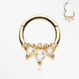Golden Marquise Trio Sparkle Seamless Clicker Ring-Clear