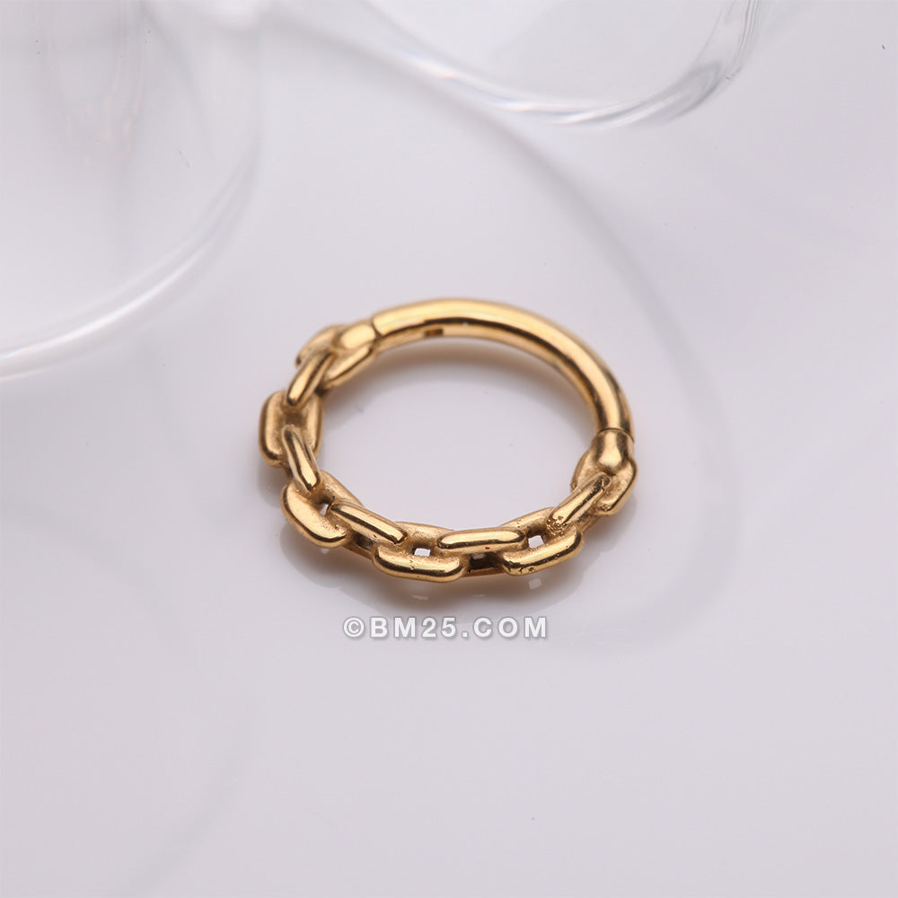 Detail View 1 of Golden Classic Chain Link Clicker Hoop Ring