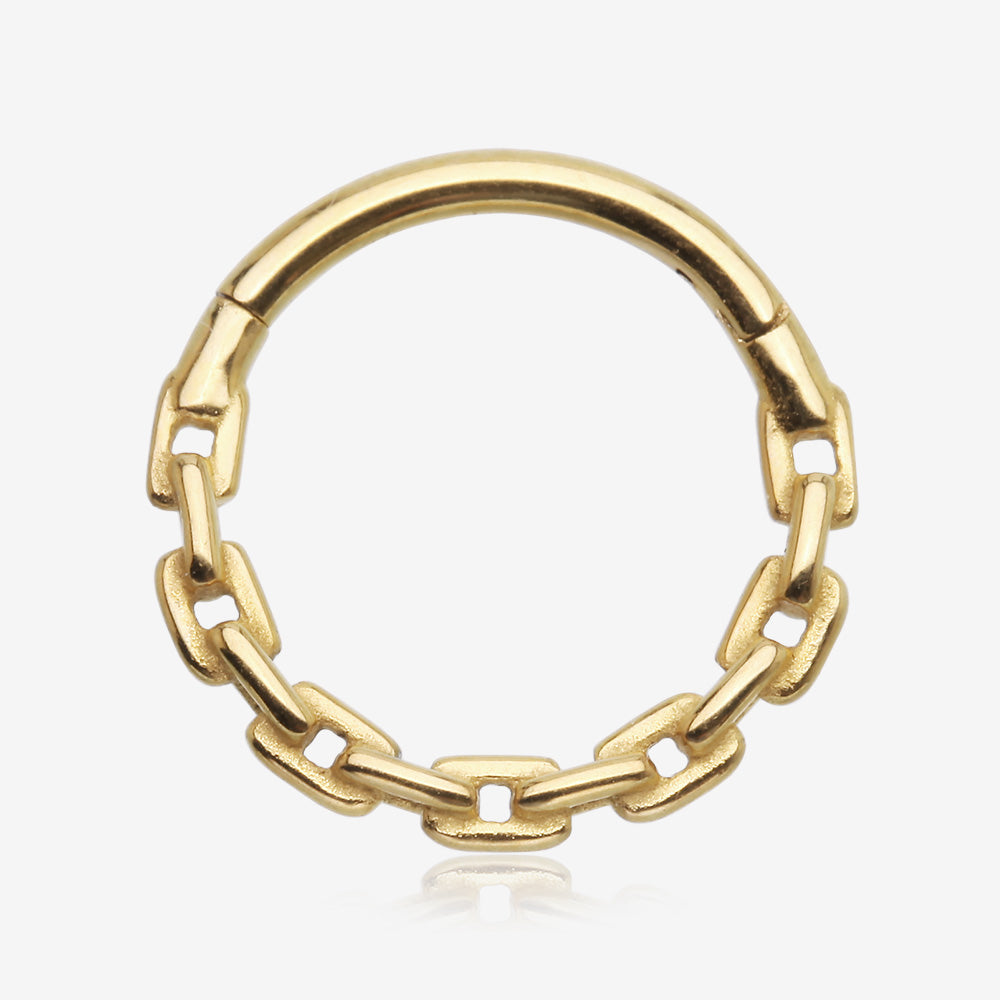 Golden Classic Chain Link Clicker Hoop Ring