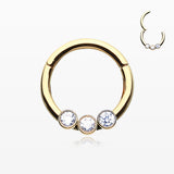 Golden Sparkle Trio Seamless Clicker Ring-Clear