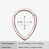 Detail View 1 of Rose Gold Classic Teardrop Seamless Clicker Hoop Ring