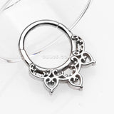 Royal Lotus Filigree Ornate Seamless Clicker Hoop Ring