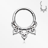Royal Lotus Filigree Ornate Seamless Clicker Hoop Ring
