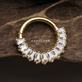Detail View 2 of Golden Brilliant Baguette Sparkles Array Seamless Clicker Hoop Ring