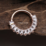 Detail View 2 of Rose Gold Brilliant Baguette Sparkles Array Seamless Clicker Hoop Ring