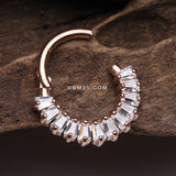Detail View 3 of Rose Gold Brilliant Baguette Sparkles Array Seamless Clicker Hoop Ring