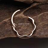 Detail View 3 of Rose Gold Classic Hammered Wave Seamless Clicker Hoop Ring