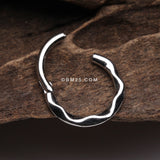 Detail View 3 of Classic Hammered Wave Seamless Clicker Hoop Ring