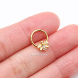 Detail View 2 of Golden Vintage Honey Bee Sparkle Seamless Clicker Hoop Ring-Clear Gem