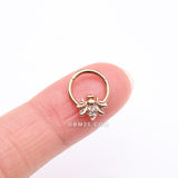 Detail View 2 of Rose Gold Vintage Honey Bee Sparkle Seamless Clicker Hoop Ring-Clear Gem