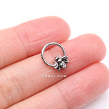 Detail View 2 of Vintage Honey Bee Sparkle Seamless Clicker Hoop Ring-Clear Gem