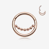 Rose Gold Bali Beads Accent Clicker Hoop Ring