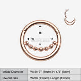 Detail View 1 of Rose Gold Bali Beads Accent Clicker Hoop Ring