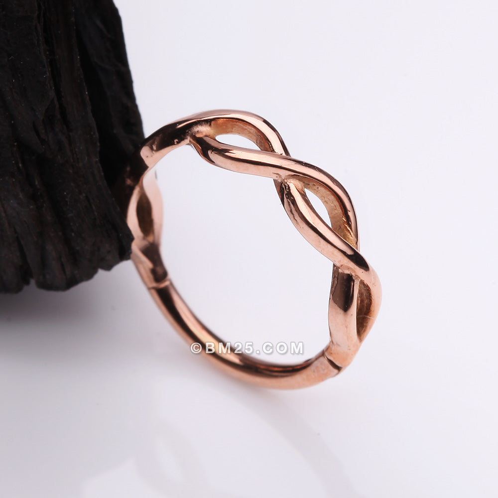 Detail View 1 of Rose Gold Infinity Loop Steel Seamless Clicker Hoop Ring
