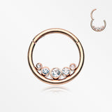 Rose Gold Divinity Sparkle Gems Seamless Clicker Hoop Ring*