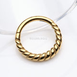 Detail View 2 of Golden Classic Rope Seamless Clicker Hoop Ring
