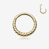 Golden Classic Rope Seamless Clicker Hoop Ring
