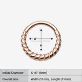 Detail View 1 of Rose Gold Classic Rope Seamless Clicker Hoop Ring