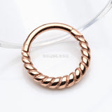 Detail View 2 of Rose Gold Classic Rope Seamless Clicker Hoop Ring