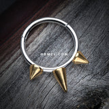 Golden Triple Spikes Seamless Clicker Ring